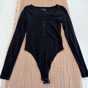 Aerie Black Long Sleeve Bodysuit